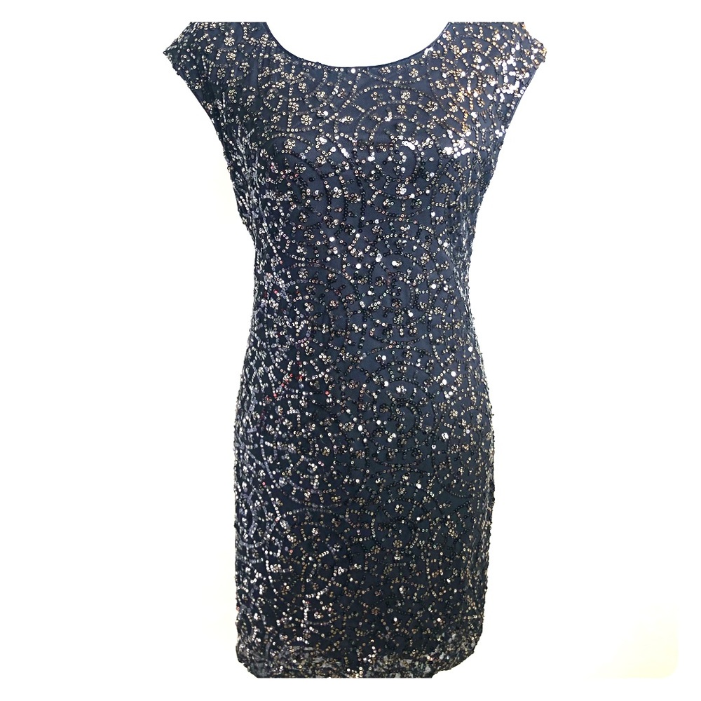 Black and Silver Sequin Mini Dress